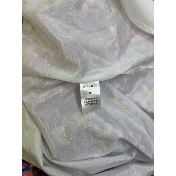 THML geometric print Tiered v-neck Dress with white trim, flutter sleeves Size M - Picture 5 of 5